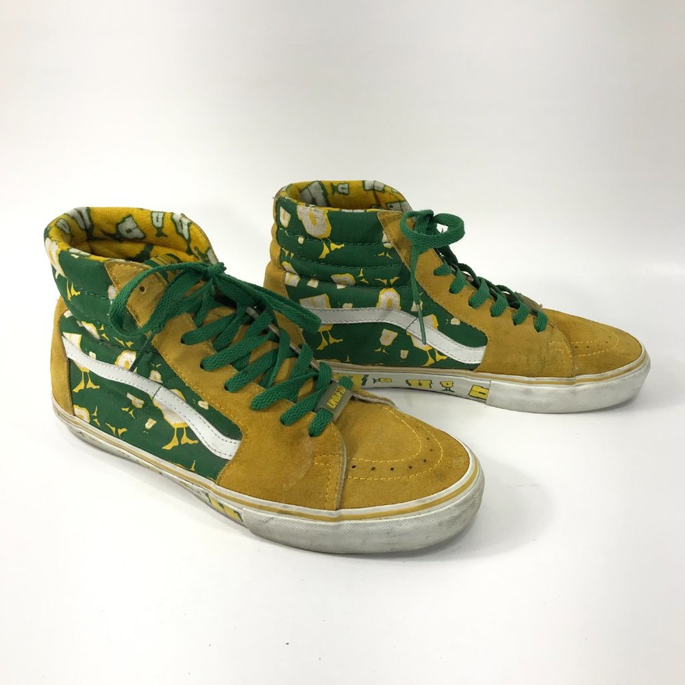 Vans Shoes Mens 9 Women 10.5 Lakers Undefeated Sk8 Hi U-Man UNDFTD Yellow Green